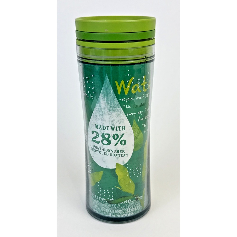2009 Starbucks Tumbler Cup Green 28% Post-Consumer Recycled Content 16 ounces